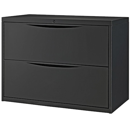 Global Industrial 36W Premium Lateral File Cabinet, 2 Drawer, Black 252469BK
